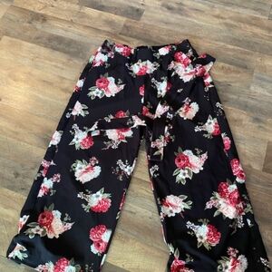 Torrid Black Floral Wide Leg Pants, 0
